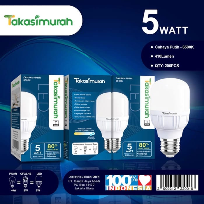 TAKASIMURAH LAMPU LED BOHLAM/BOLAM BULB T 15 WATT HEMAT ENERGI 15W 10W 5W IRIT BERKUALITAS