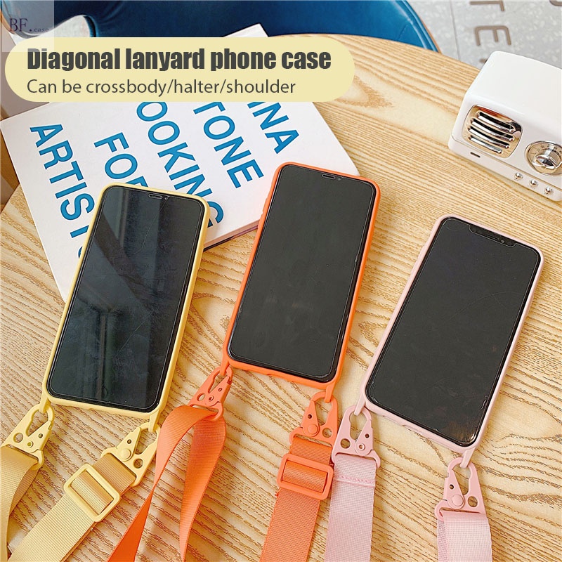 Case Iphone 11 Silicone Diagonal Lanyard 12pro 13pro 12 X XR XSMAX 8 6 7 Plus Anti-drop and Anti-lost 12mini 13mini SE2 2020