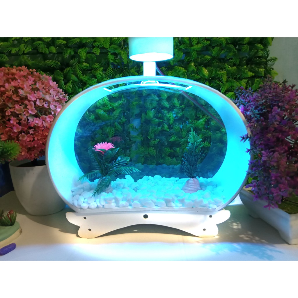 Aquarium PVC Akrilik/ Soliter Ikan Cupang/Aquarium Ikan Hias/ Ikan Cupang Lampu Led UkuranBEsar
