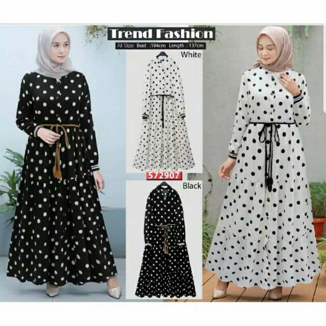 Aqila Polka Maxy gamis, Dress Maxi Terlaris