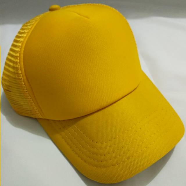 topi trucker polos warna kuning ukuran dewasa