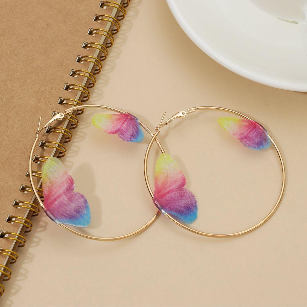 Lily Anting Kupu-Kupu Ganda Fashion Wanita Gadis Perhiasan Ear Hoop