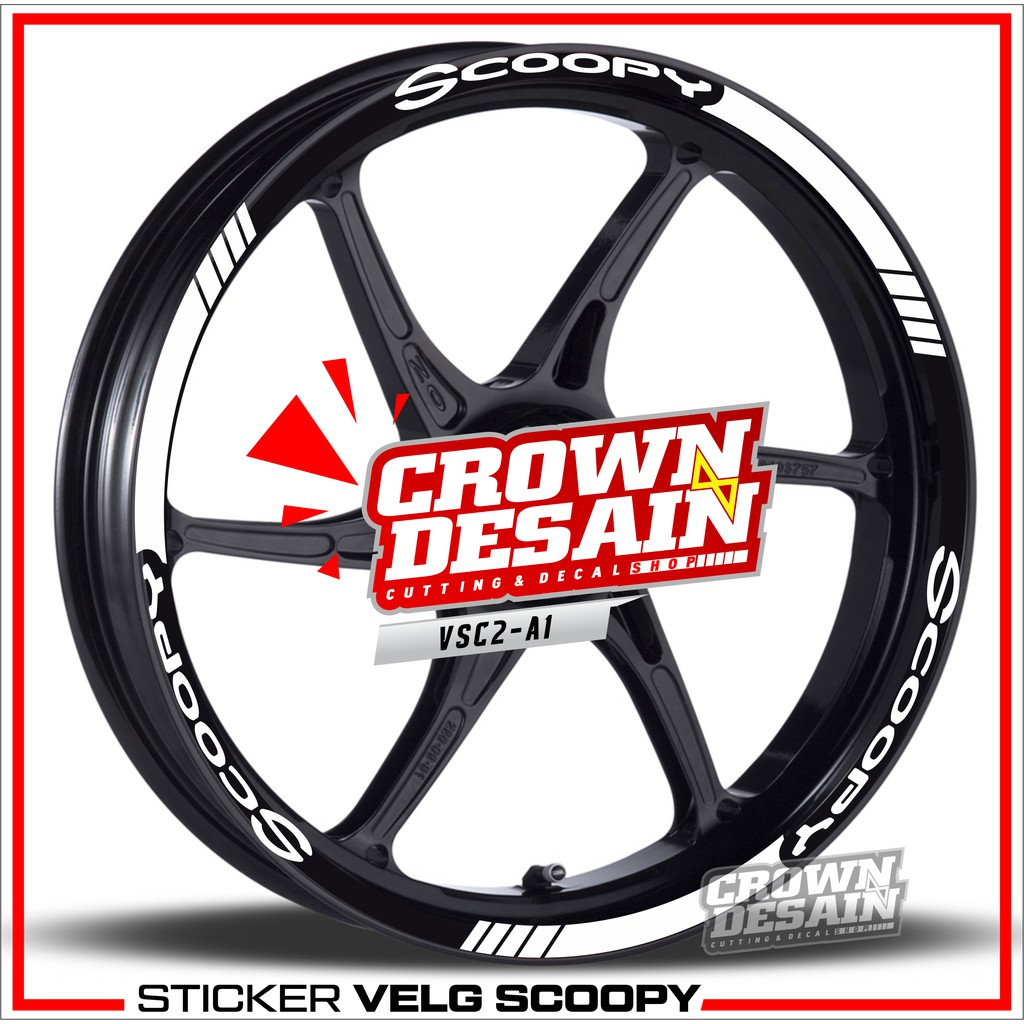Decalmotor Stiker Cutting Velg Scoopy StickerVelg Racing Scoopy Modif VSC2 Sticker Putih/Hitam