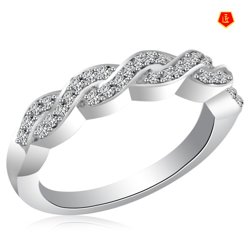 [Ready Stock]Fashion Personality Micro Inlaid with Diamond Ring Korean Couple Style
