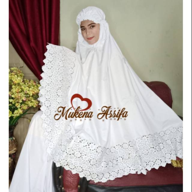 Mukena bordir keliling khas bukittinggi putih polos
