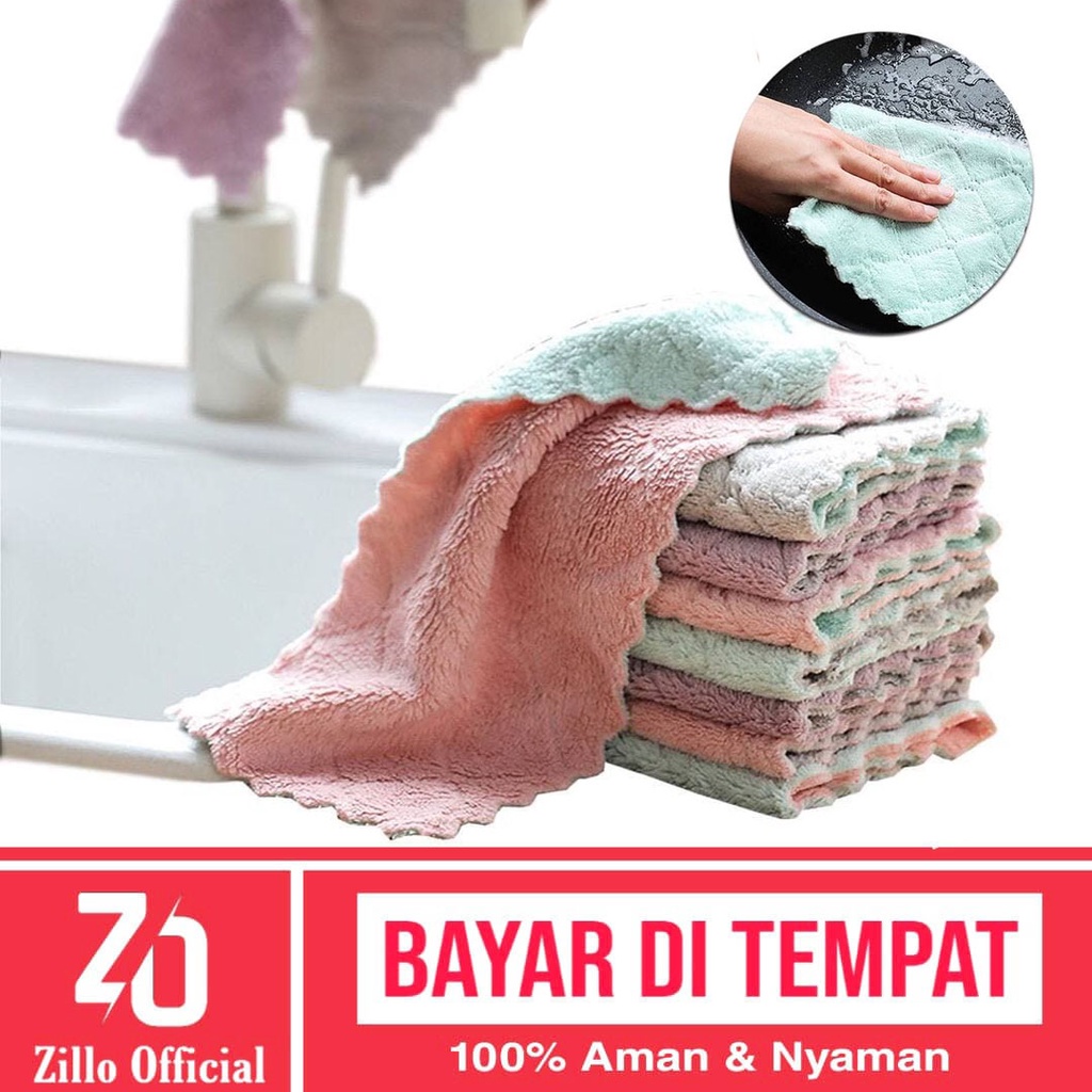 ZILLO Kain Lap Murah Serbaguna Kain Lap Meja Piring Dapur Anti Minyak Kain Lap Microfiber Multifungsi