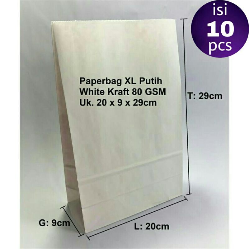 

Paperbag SOS Kantong Kertas Putih XL 20x9x29cm (isi 10 pcs)