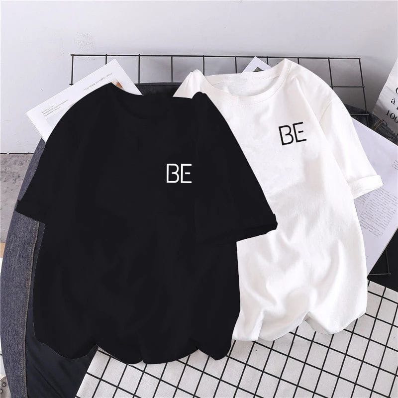 TSHIRT UNISEX BE /// KAOS ALA KOREA BAHAN COTTON LENGAN PENDEK HALUS KEKINIAN TERBARU''