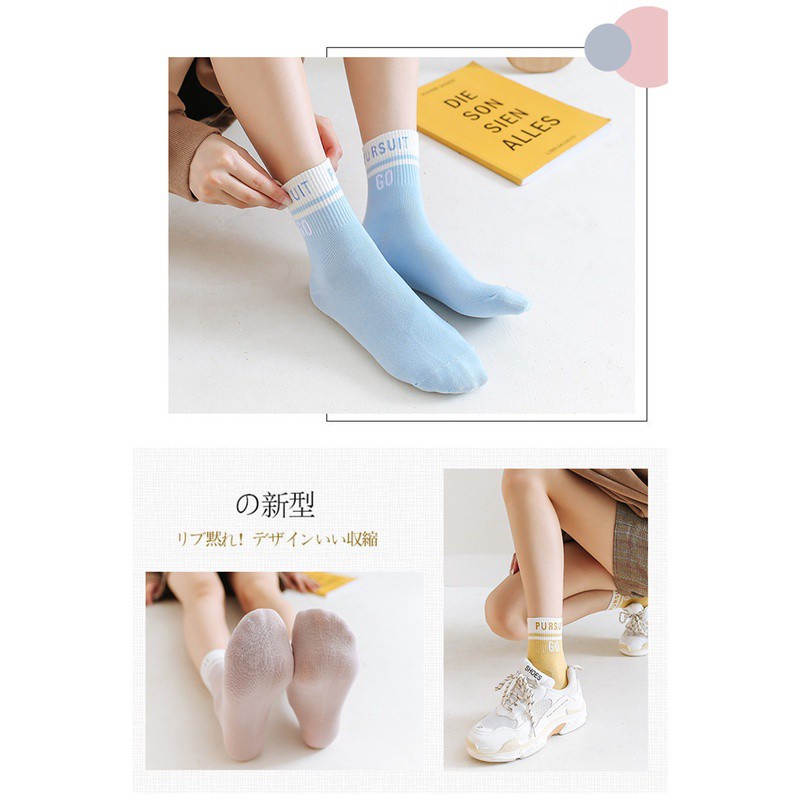 ☀ Sunly ☀ A058 Kaos Kaki Wanita Pursuit Go Fashion Korea Kaoskaki Panjang Sport Olahraga Jogging