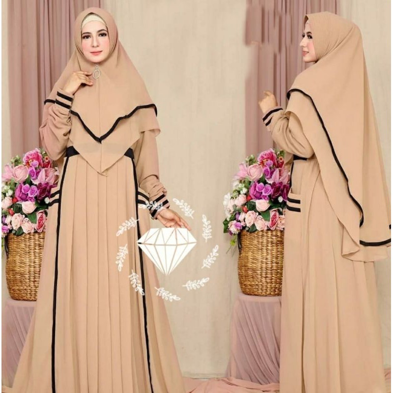 B01 KR Meilina | Gamis Syari Busui Fit L Busana syari pesta casual Syari set Khiamar cantik 2in1