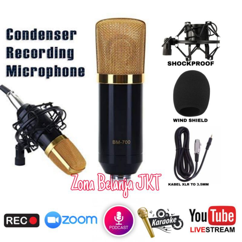 MIKROFON MIC BM 700 BM700 CONDENSER MICROPHONE KARAOKE RECORDING PODCAST LAPTOP PC HP