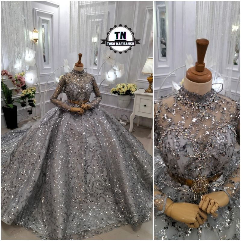 BARU  ballgown pengantin modern | gaun pengantin payet | baju resepsi pernikahan