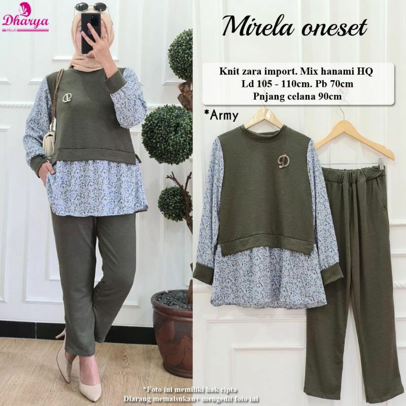 Setelan Wanita Muslimah Kekinian Mirela One Set by Dharya Hijab Fashion Solo-1