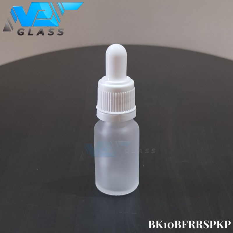 botol kaca pipet 10ml frosted doff bening - ring segel putih