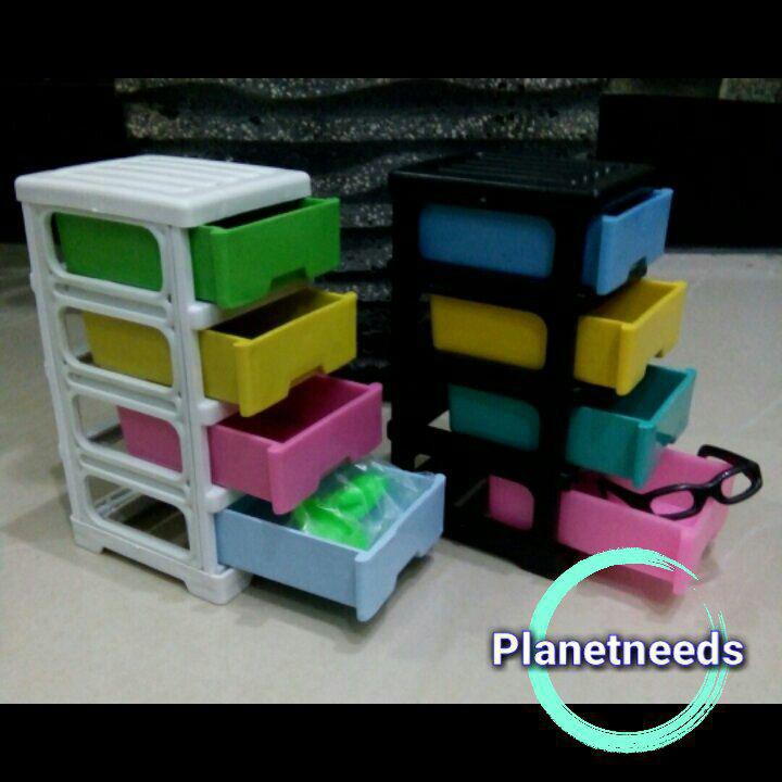 Lemari Mini Plastik 4 3 2 Susun Laci Mini Container / Kabinet Penyimpanan Edukasi Almari Boneka Mini