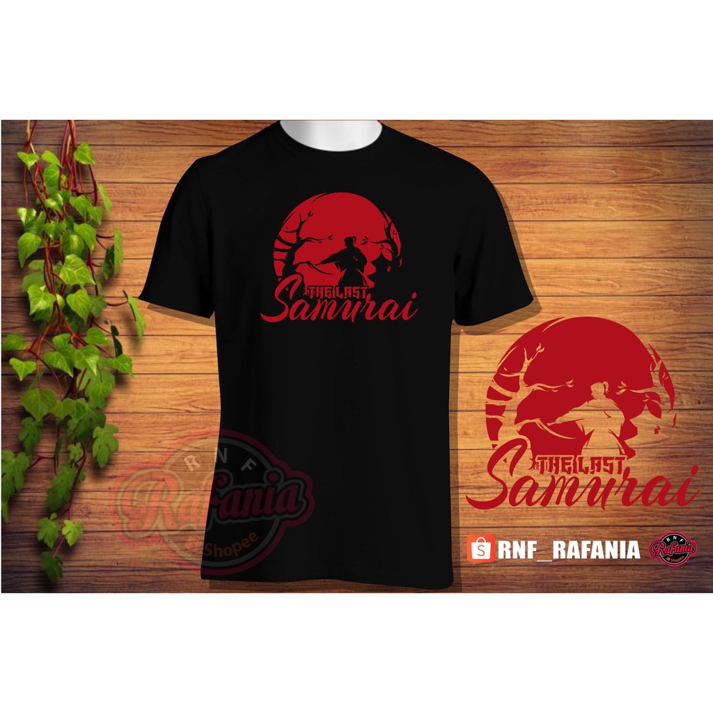 Kaos Hitam Motif Samurai jepang The Last Samurai Cotton Combed 30s Lengan Pendek pria wanita