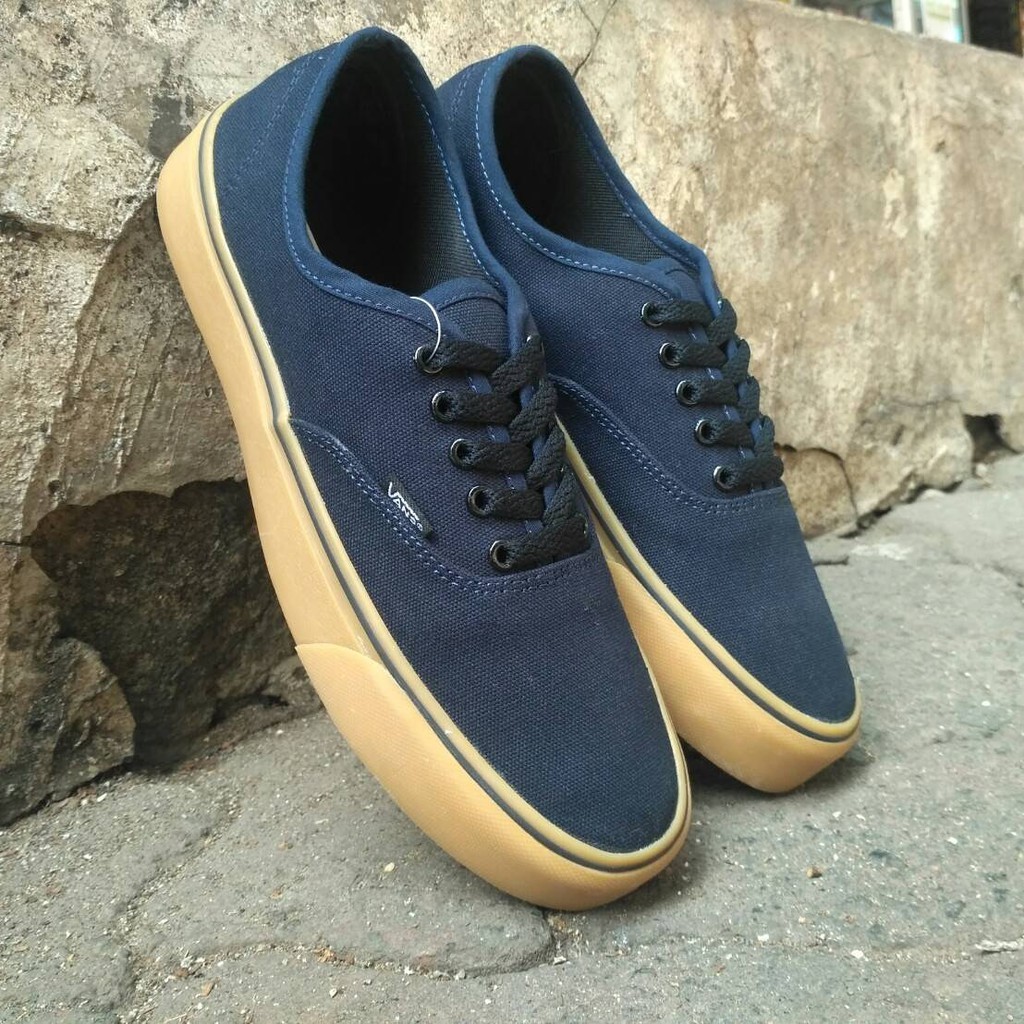 TERMURAH Sepatu Vans Authentic Navy Sole Gum