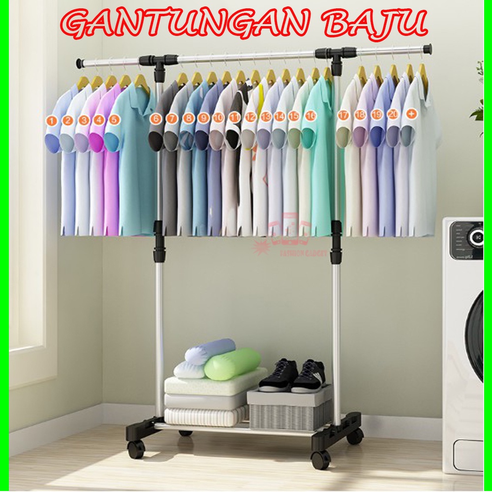 Gantungan Baju Single Pole Stainless Rak Baju Gantung Stand Hanger Rak Gawang Single - Random