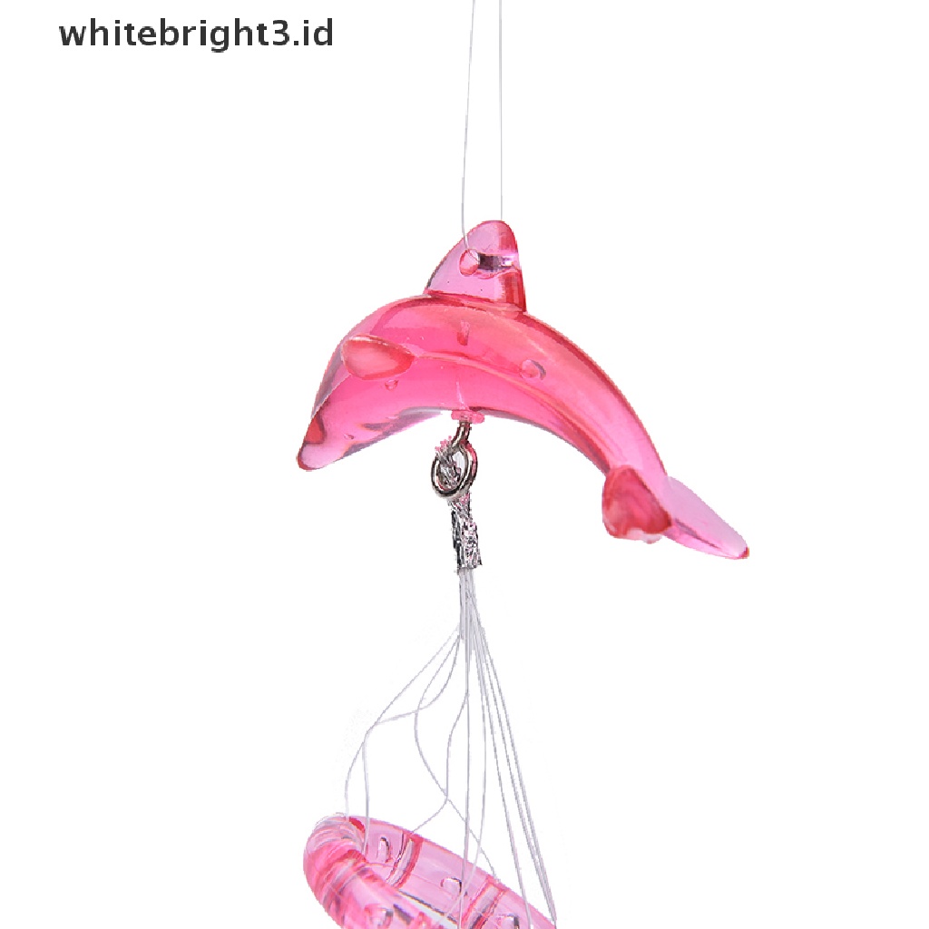 {whitebright3.id} Dolphin Creative Crystal 4 Metal Tubes Windchime Wind Chime Home Decor  ,