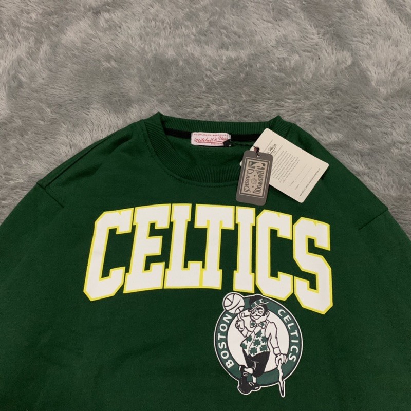 Sweater Crewneck NBA Celtics Mitchel &amp; Ness Fulltag &amp; Lebel