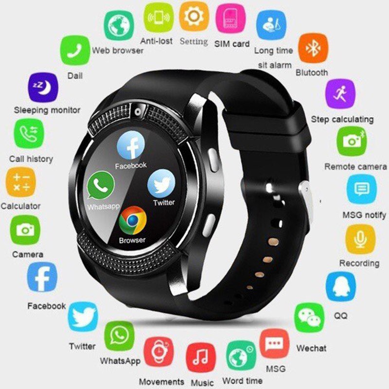 v8 bluetooth smart watch sports fitness tracker