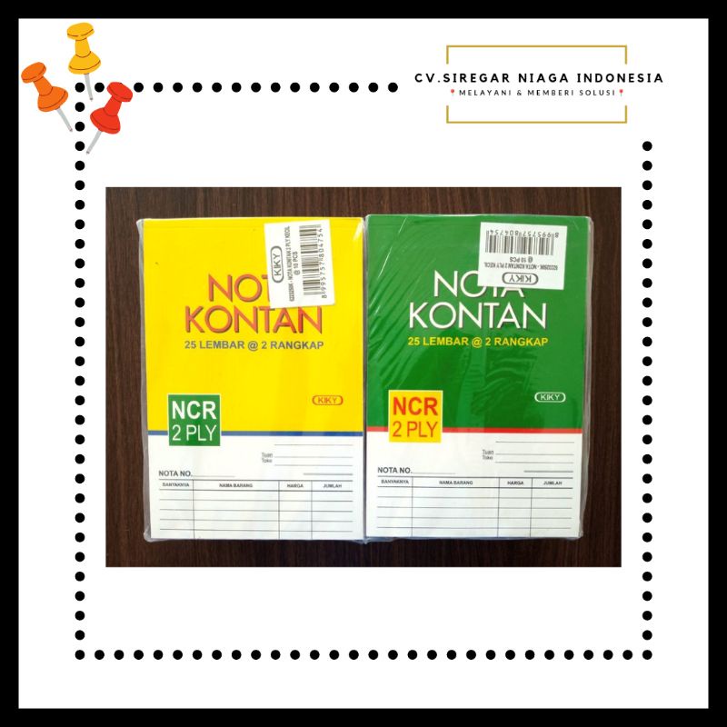 

(1 Pack) Buku Tulis Nota Kontan Ukuran Kecil NCR 2 PLY / Rangkap 25 Lembar 1 SET Kiky ORI Murah Berkualitas