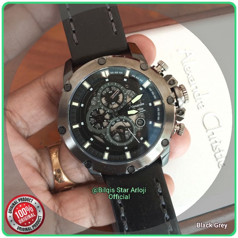 Alexandre Christie Ac 6416 Raptor Tali Kulit Hitam Original