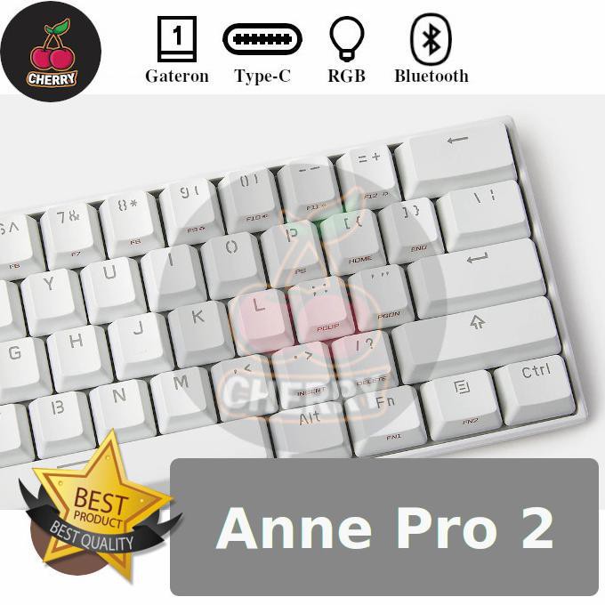 Anne Pro 2 Wireless Bluetooth Mechanical Keyboard Rgb - White-Brown Ready Stock