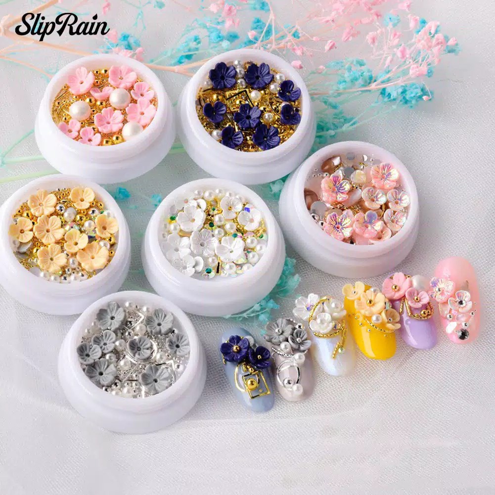 New !! Shell Flower Bead Rhinestone Mixed 3D Nail Art Sequin DIY Manicure Jewelry