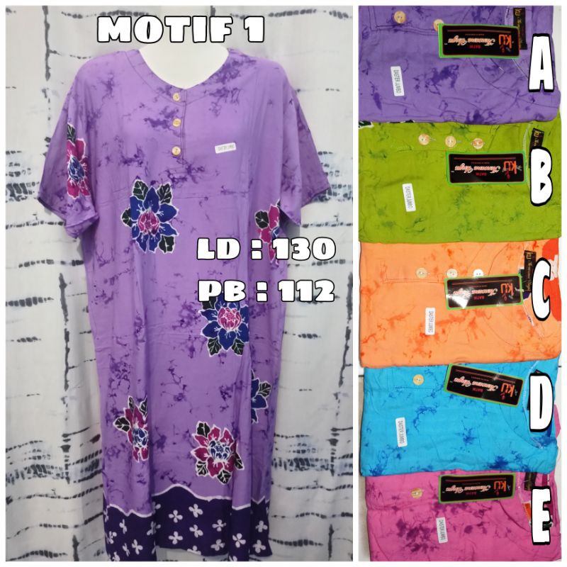 Daster Busui Batik Kekinian Kencana Ungu Asli Sunan Jumbo Lengan Pendek Label Hitam Original Murah