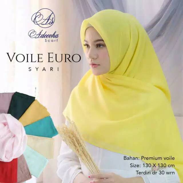 HIJAB SEGIEMPAT JUMBO EURO SYARI ADEEVHA POLLYCOTTON POLOS TEPI LASER LASERCUT LC 120 X 120 GROSIR