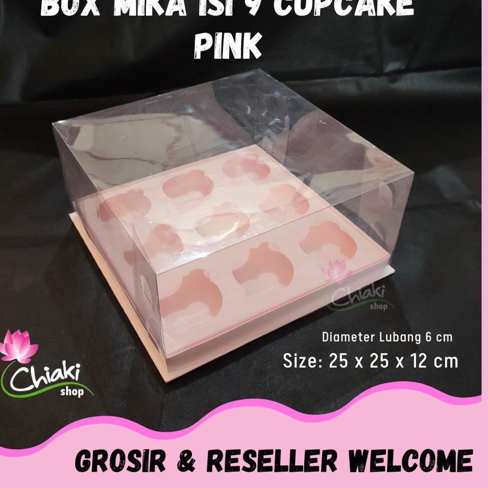 

[MT892] Box Mika PINK Uk 25 x 25 x T. 12 cm Cupcake isi 9 Cake Pudding Tart Dus Emas Karton Tebal CHIAKI kdqt711