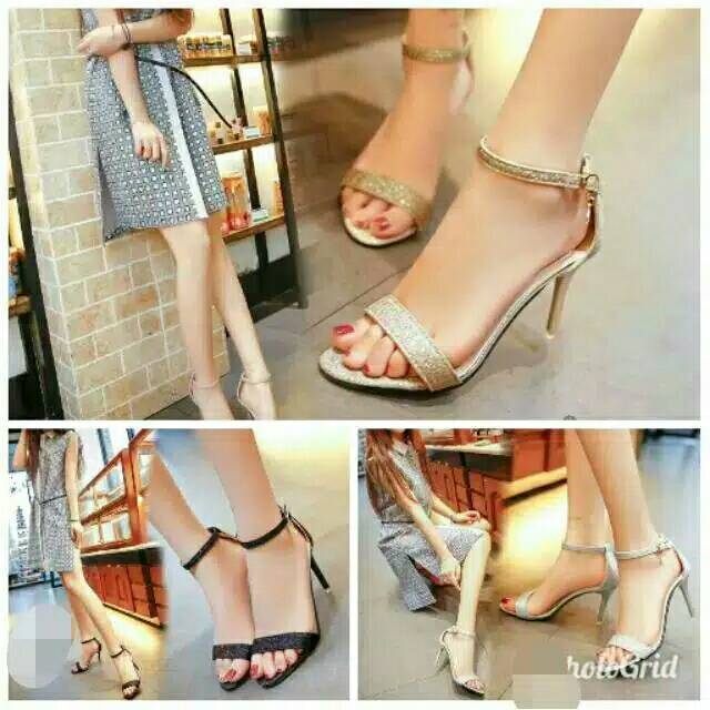 sandal wanita High heels gliter 9cm #01 GLITER