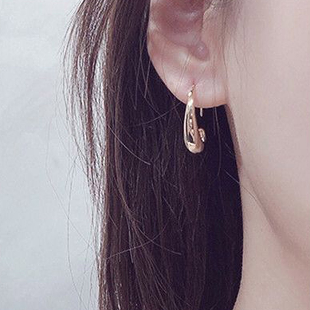 Hu Hu Hu Hu Hu Alat Bantu Pasang Kacamata♡ 1 Pasang Anting Hoop Bentuk Geometris Gaya Minimalis