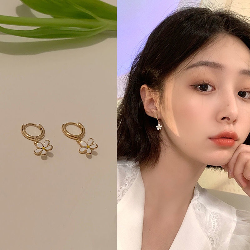 Super gadis manis bunga telinga cincin Baru Fashion anting-anting anggun dan petite all-match desain