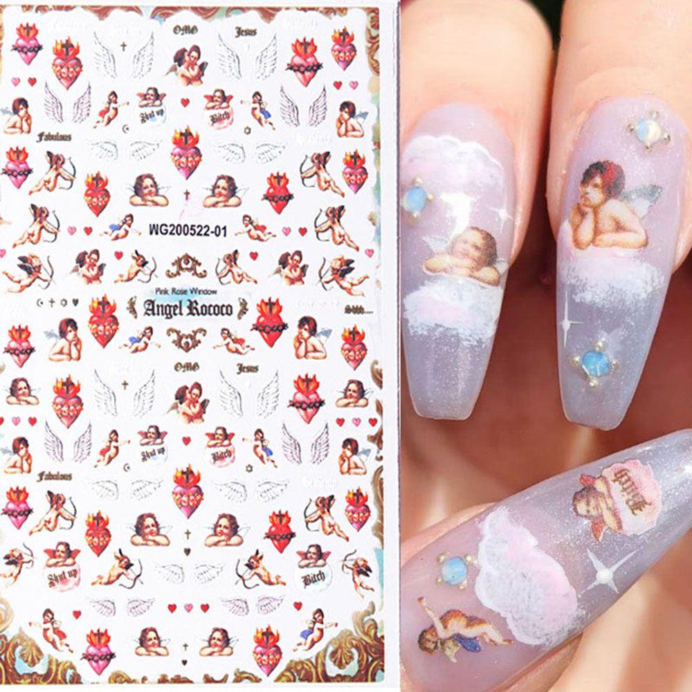 Solighter 3D Nail Art Sticker Baru Nail Art Dekorasi Nail Decal Stiker Indah Cupid