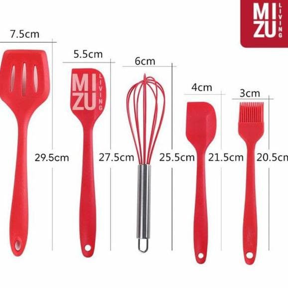 Set alat masak spatula silikon 5 in 1 - spatula silicone cooking set Food Grade anti panas
