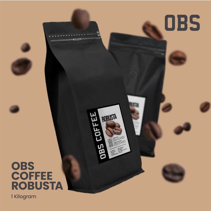 

(BISA COD) OBS COFFEE ROBUSTA 1 KG BIJI/BUBUK | Roasted Coffee | Robusta 1kg - BIJI