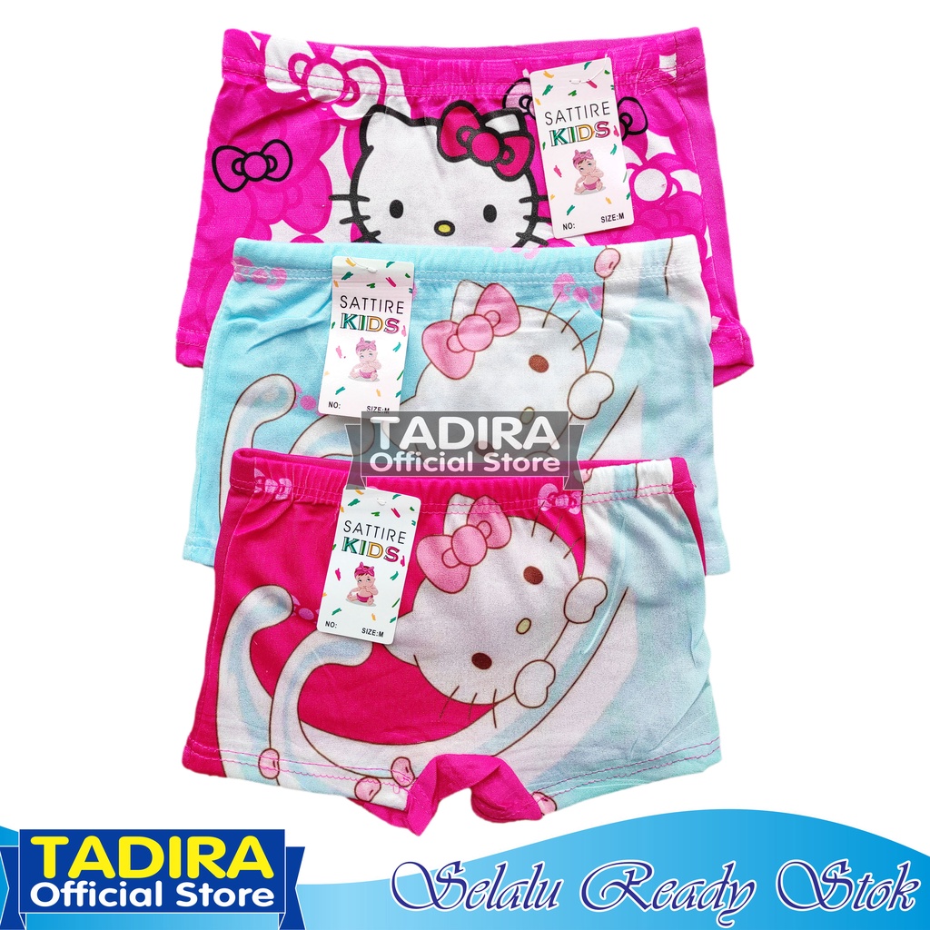 3 Pcs Celana Boxer Anak Perempuan Gambar Kartun Celana Dalam Boxer Karakter Bahan Super Lembut TADIRA