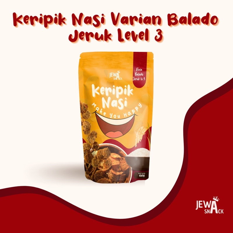 

[Jewa Snack] Cemilan Chips Keripik Nasi Rasa Balado Jeruk Level 3