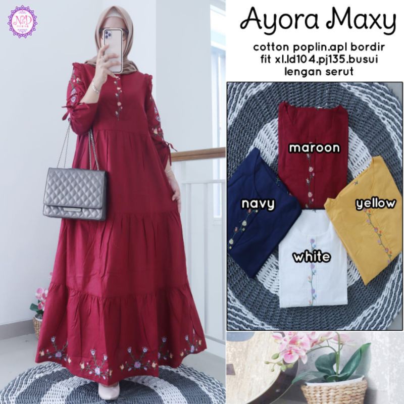 AYORA MAXY / GAMIS BUSUI LENGAN SERUT / KATUN BORDIR