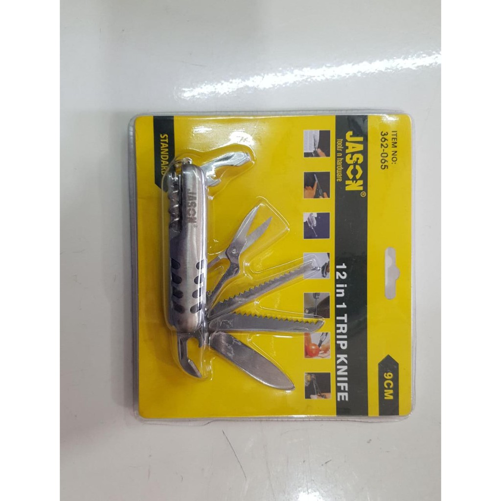 JASON 12 in 1 TRIP knife Pisau Travel Lipat Multi Tools