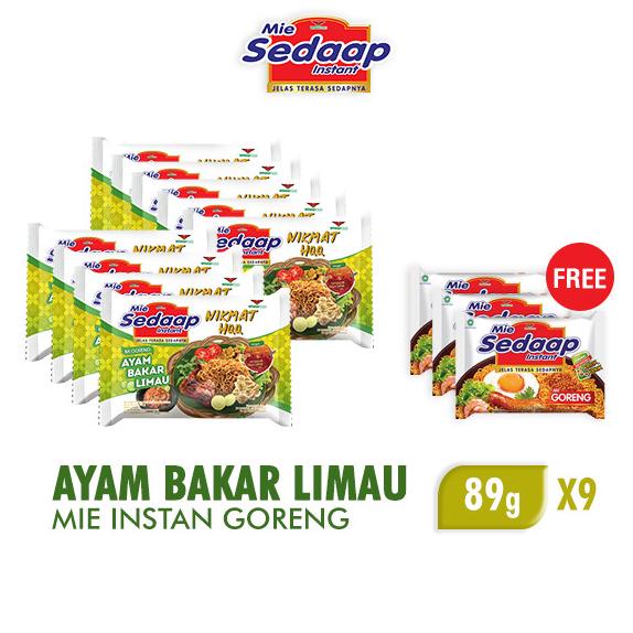 

Sedaap Mie Instan Ayam Bakar Limau 89 gr x 9 Free 3 pcs Sedaap Goreng