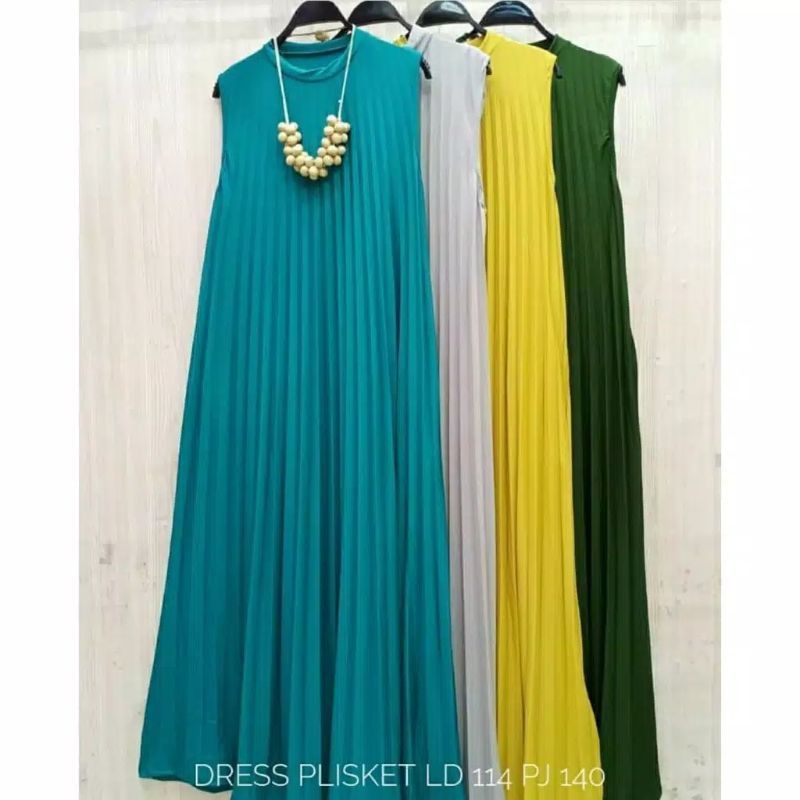 Emte Longdress Plisket Tanpa Lengan