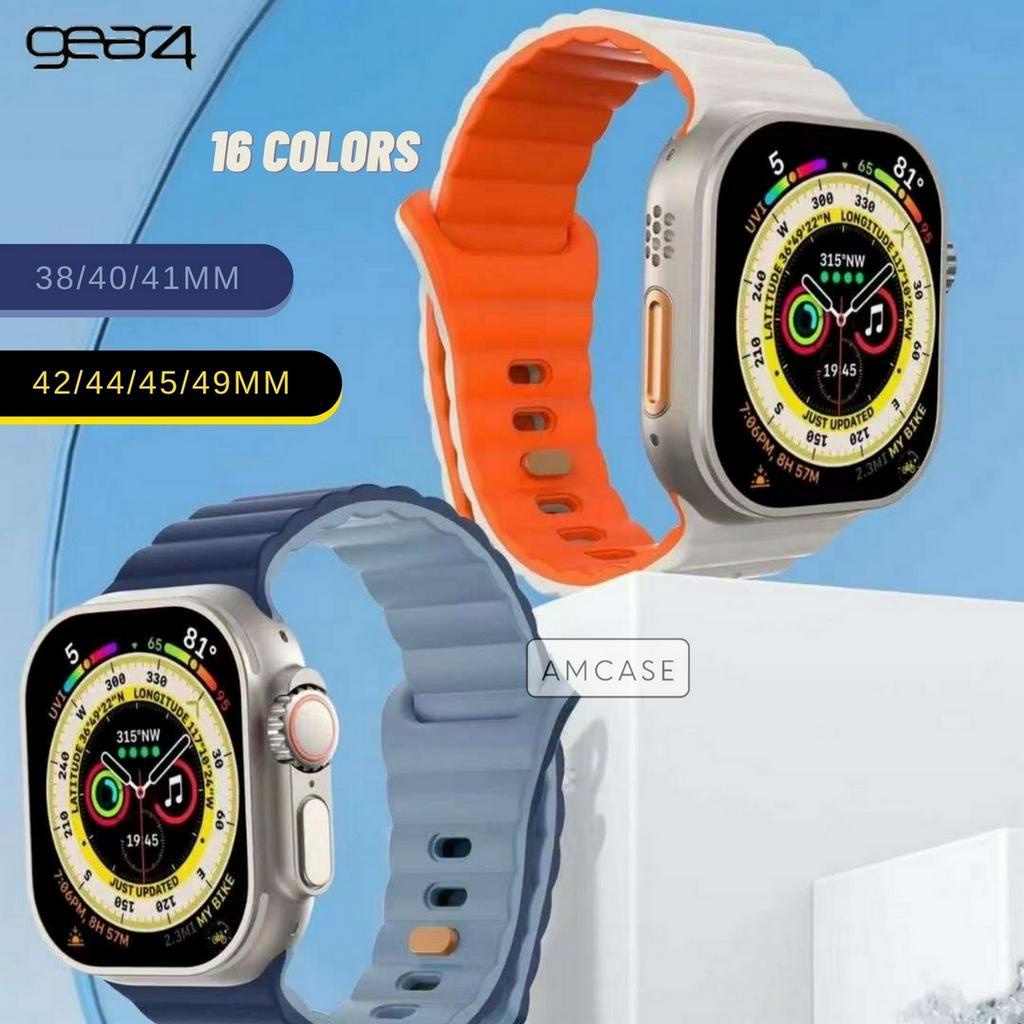 ( TANPA JAM ) GEAR4 | TALI STRAP APPLE WATCH TWO TONE - SERIES ULTRA 8 7 SE 6 5 4 3 2 1 | SIZE 38mm 40mm 41mm 42mm 44mm 45mm 49mm | Tali strap sport band iwatch smartwatch