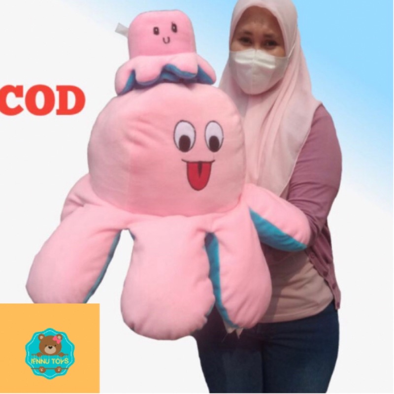 Boneka Gurita Jumbo Besar Bolak Balik Octopus Doll Murah Free gratis boneka kecil gurita bolak balik