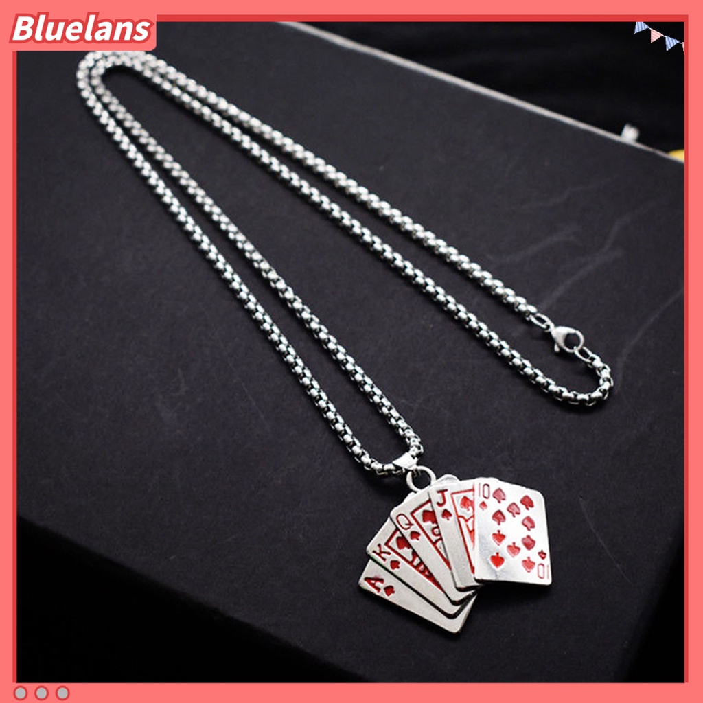 Kalung Panjang Liontin Poker Bahan Alloy Gaya Hip Hop Untuk Unisex