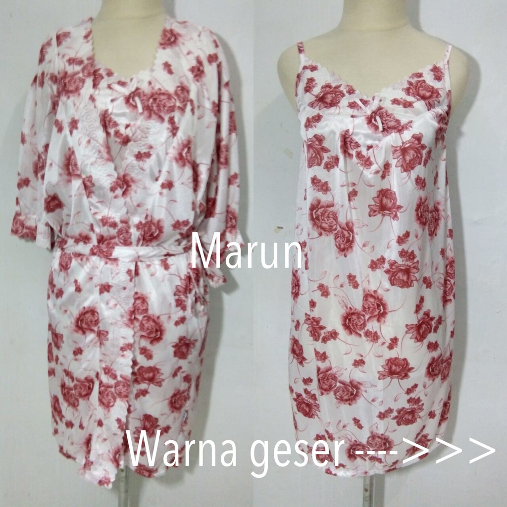 piyama baju tidur kimono dewasa wanita satin 2in1 sexy cantik