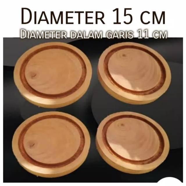 Tatakan gelas piring kayu 15 cm 11 cm Wooden Coaster edge line