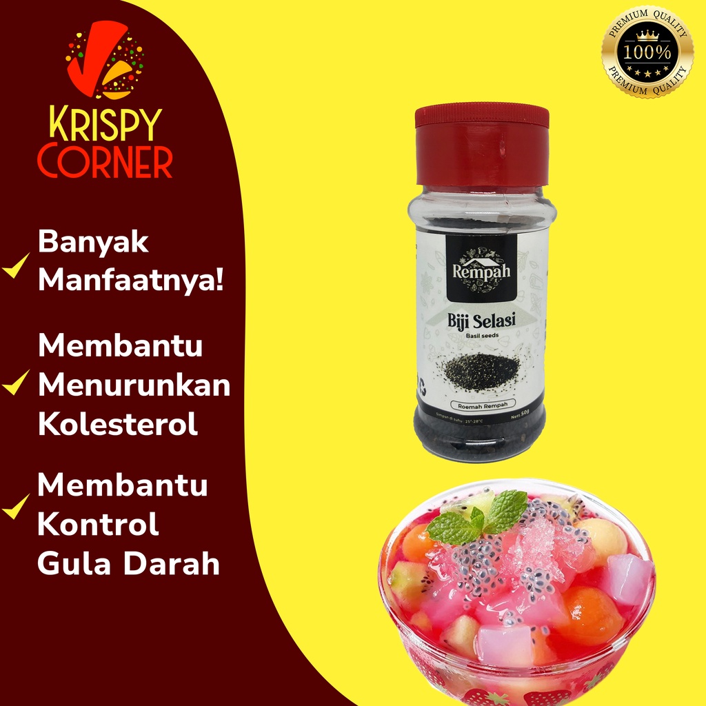 Biji Selasih Selasi Basil Seed Kering Untuk Minuman Diet Biji Bijian untuk kolase